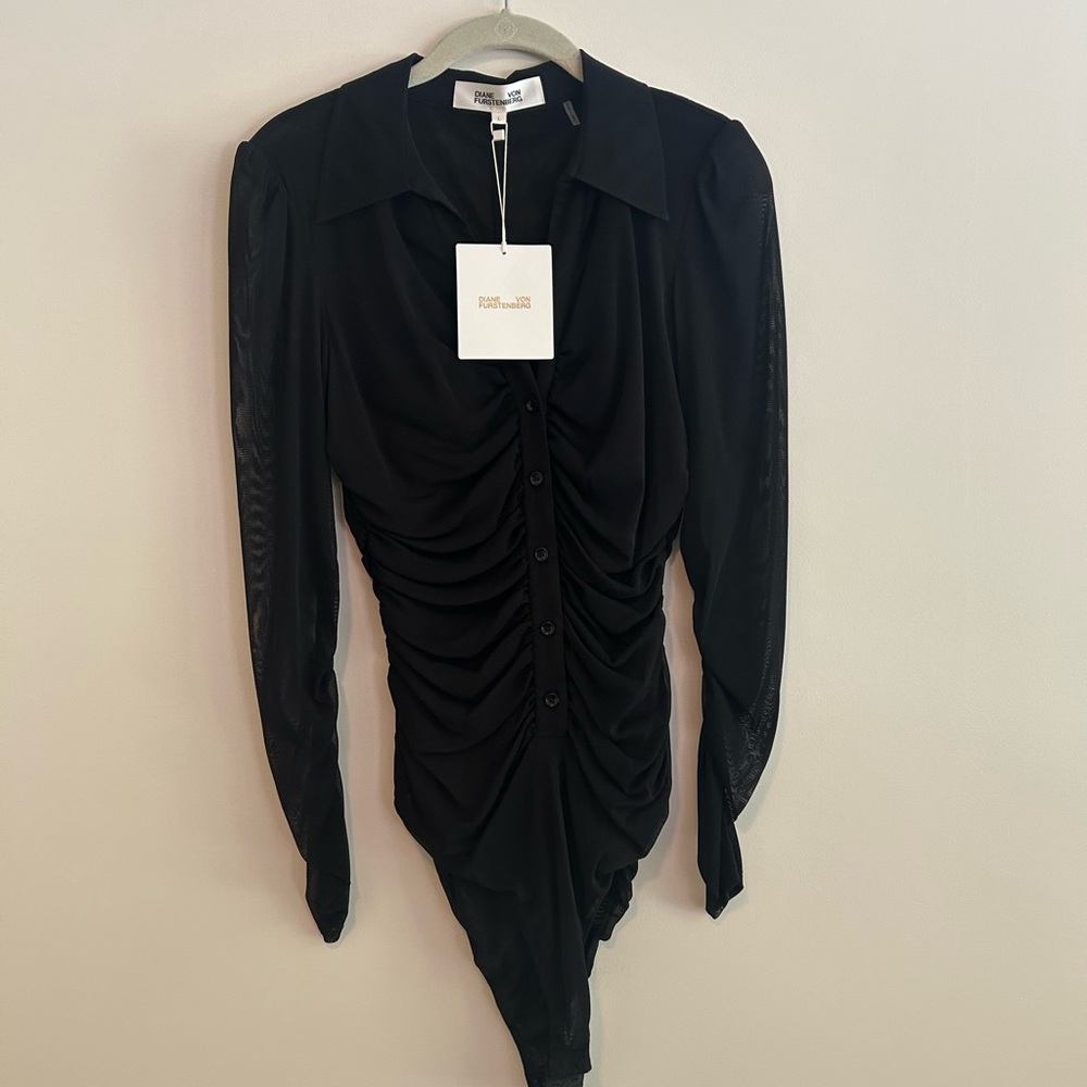 Diane Von Furstenberg Black Bodysuit with Branded Tags